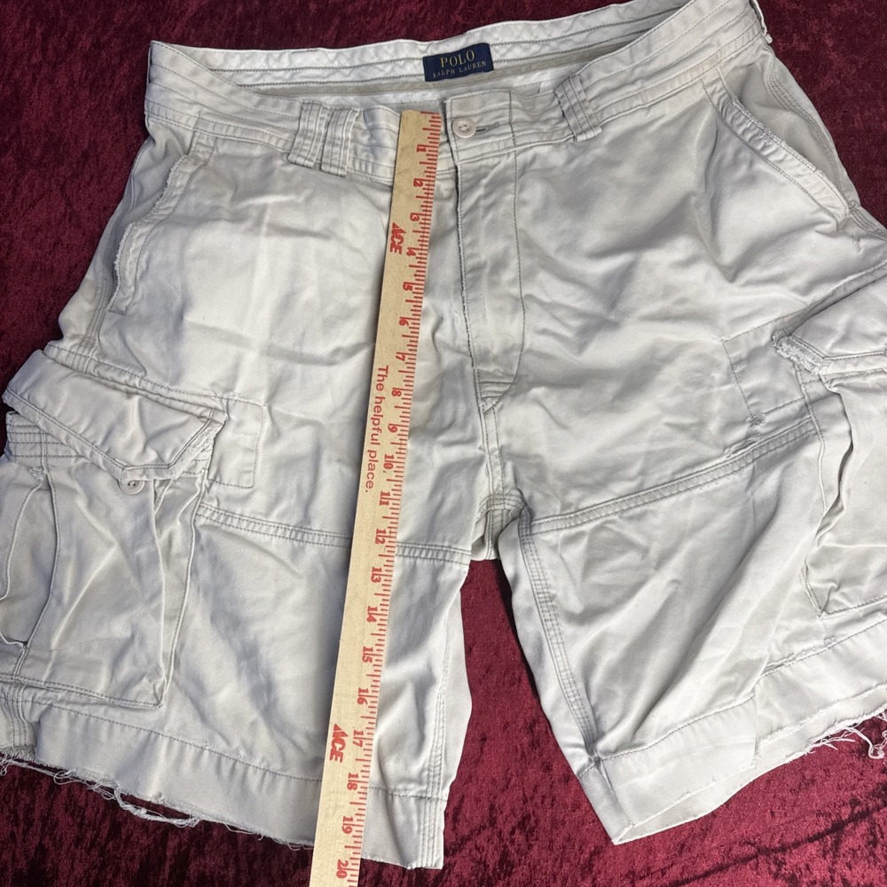 VTG Polo Jeans Co Ralph Lauren Cargo‎ Shorts Mens 36 Beige Relaxed Baggy Utility - Picture 8 of 13